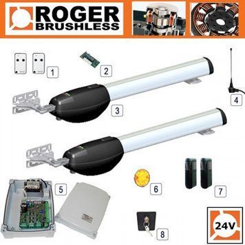 Автоматика для распашных ворот Roger KIT BE20/212/HS створкой до 2,5 м. автоматика для распашных ворот
