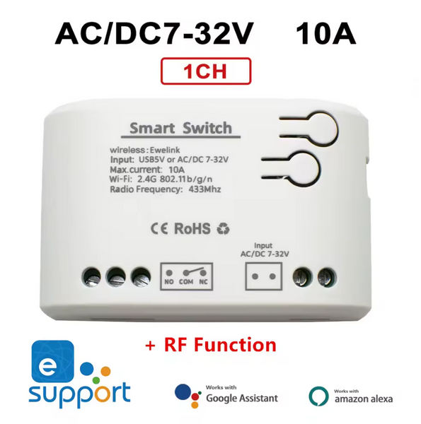 Wi-Fi RF реле Tuya Smart Life сухой контакт, реле для ворот Tuya с радио модулем 7-32 В